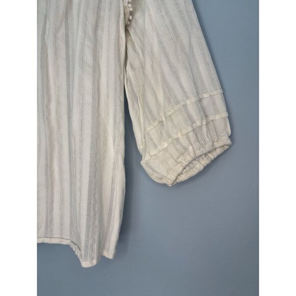 Anthropologie Hester And Orchard Shirt Top Size Medium Boho Crotchet Gold Detail - Picture 5 of 6